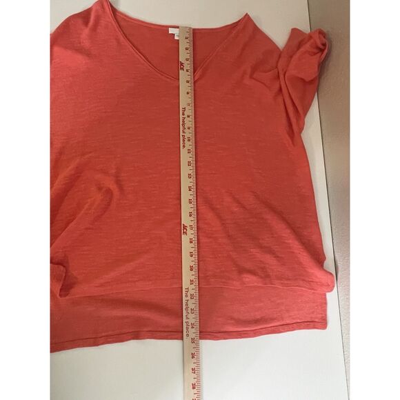 J. Jill Size L Linen Short Sleeve T Tee Shirt Top Blouse V Neck Orange - Picture 8 of 9